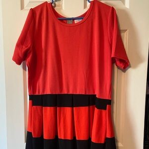 Red and Black Striped LuLaRoe Amelia Dress